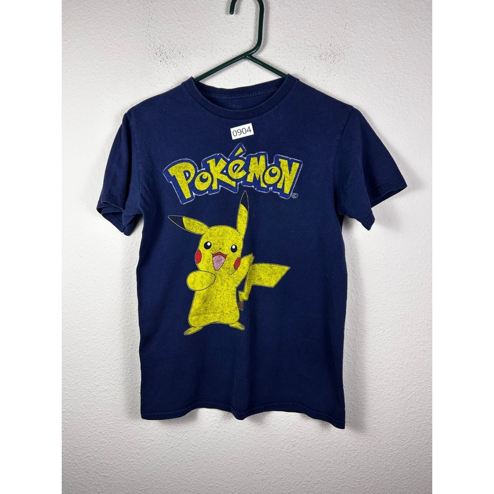 Pokemon Pikachu Graphic T-Shirt Navy Blue Small 100% Cotton Short Sleeve Tee